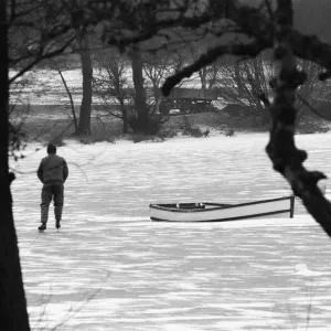 Ice Skating on frozen lake, Sutton Park, Birmingham, England, 17th February 1986 Ice Skating on frozen lake, Sutton Park, Birmingham, England, 17th February 1986