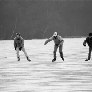 Ice Skating on frozen lake, Sutton Park, Birmingham, England, 17th February 1986 Ice Skating on frozen lake, Sutton Park, Birmingham, England, 17th February 1986