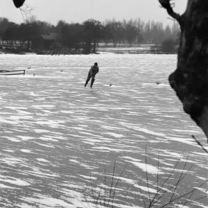Ice Skating on frozen lake, Sutton Park, Birmingham, England, 17th February 1986 Ice Skating on frozen lake, Sutton Park, Birmingham, England, 17th February 1986