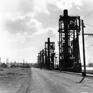 Idle coal hoists at Cardiff Docks. 15th April 1963 Idle coal hoists at Cardiff Docks. 15th April 1963