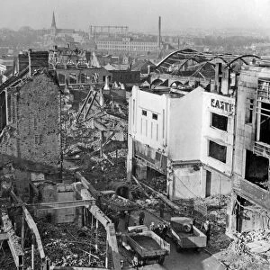 This image shows the bomb damage to buildings in Smithford Street, Coventry