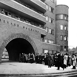 An imposing entrance. Members of the Liverpool council and corporation officials plus