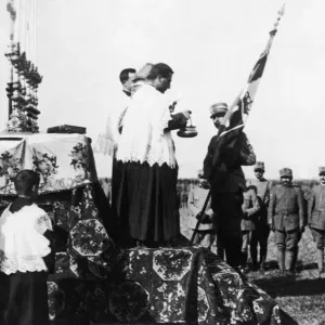 An impressive ceremony which took place near the firing line during the battles of