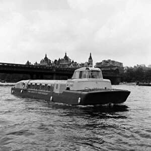 The inaugural day of the first passenger hovercraft service on the Thames with a Denny D2