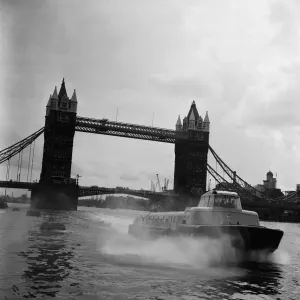 The inaugural day of the first passenger hovercraft service on the Thames with a Denny D2 The inaugural day of the first passenger hovercraft service on the Thames with a Denny D2