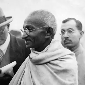 Indian spritual leader Mahatma Gandhi during a visit to Britain