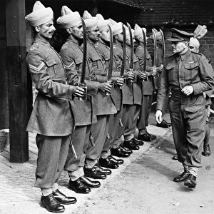 Indian Troops in camp in Derbyshire. The officer commanding the unit