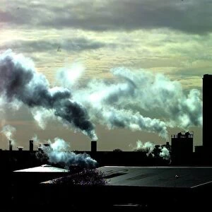 Industrial pollution. The skyline of Nechells, Birmingham