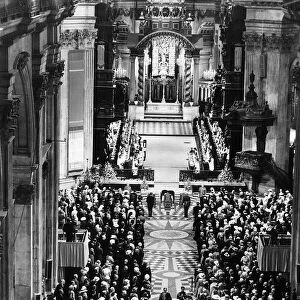 Inside St Pauls Cathedral at a service of thanksgiving for the Queen Mother