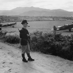 Print of Allied aircraft on Corsican airfield Print of Allied aircraft on Corsican airfield