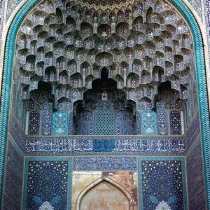 Interior decorative mosaic tiling in the Masjid-I-Shan mosque in Isfahan, Iran