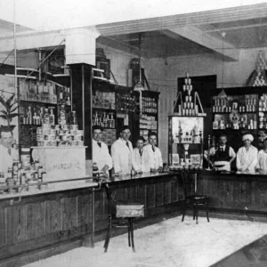 Interior view of Annfield Plain Co-op and grocery department staff Print Interior view of Annfield Plain Co-op and grocery department staff Print
