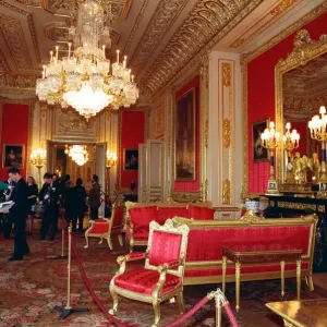 Interior view of Windsor Castle's Crimson Drawing Room, restored print Interior view of Windsor Castle's Crimson Drawing Room, restored print
