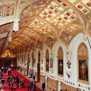 Interior view of Windsor Castle showing restoration after it was damaged by fire in 1992 Interior view of Windsor Castle showing restoration after it was damaged by fire in 1992