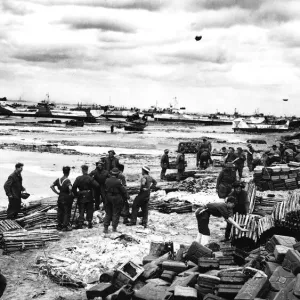 Invasion of Normandy 1944 British and Commonwealth troops stand amongst