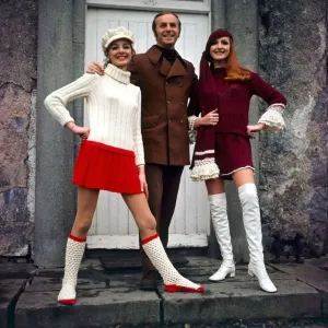 Irish Fashions- November 1969 Designer Cyril Cullen with models Mai Power (on right Irish Fashions- November 1969 Designer Cyril Cullen with models Mai Power (on right
