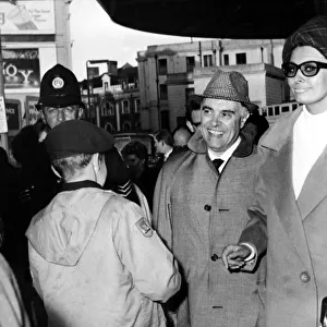 Italian film star Sophia Loren and Carlo Ponti arrive at Cardiff General Station