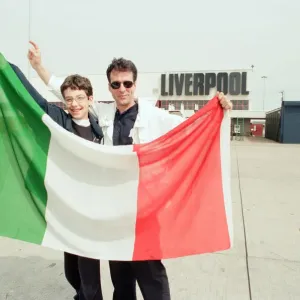 Italian Football Fans arrive at Liverpool Airport, 14th June 1996 Italian Football Fans arrive at Liverpool Airport, 14th June 1996