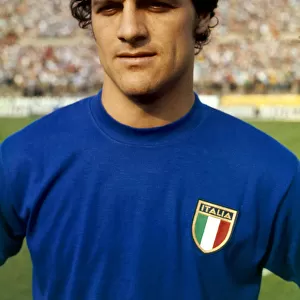 Italian footballer Fabio Capello lines up for the Italy team before the international