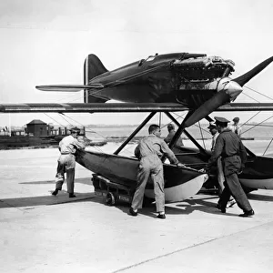 The Italian Macchi M52 plane brought in by the advance guard after the Scheider Trophy