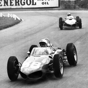 Italian motor racing driver Giancarlo Baghetti leads fellow Ferrari teammate Willy Von Italian motor racing driver Giancarlo Baghetti leads fellow Ferrari teammate Willy Von
