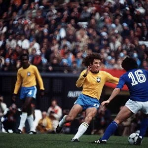 Italy v Brazil World Cup 1978 football Dirceu of Brazil faces Causio