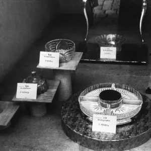 Items for trade on display in a shop window in Luneburg Items for trade on display in a shop window in Luneburg