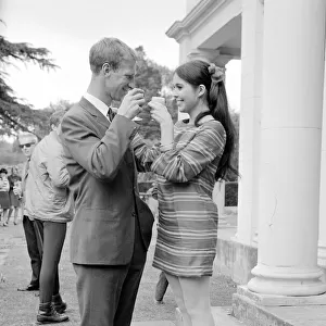 Jack Charlton with actress Vivienne Ventura seen here during a visit by the England World
