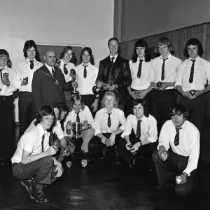 Jack Charlton presents the school FA awards. 1973 Jack Charlton presents the school FA awards. 1973