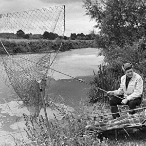 Jack Curtis and Bill Keal fishing together on the banks of the River Stour