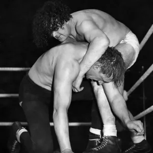 Jack Doyle and Eddie Phillips all-in wrestling match print Jack Doyle and Eddie Phillips all-in wrestling match print