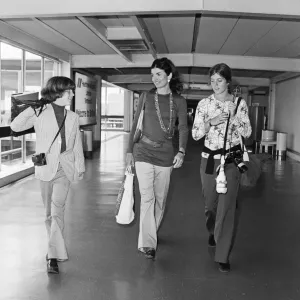Jackie Onassis pictured at Heathrow Airport in London, pictured with her two children Jackie Onassis pictured at Heathrow Airport in London, pictured with her two children