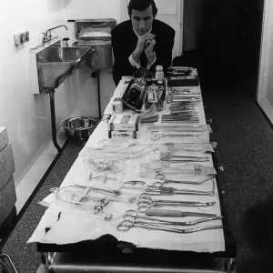 Jackie Stewart racing driver in the mobile hospital 1967 International Grand Prix Jackie Stewart racing driver in the mobile hospital 1967 International Grand Prix