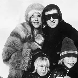 Jackie Stewart with wife Helen and sons Paul Stewart and Mark Stewart in Geneva 1974