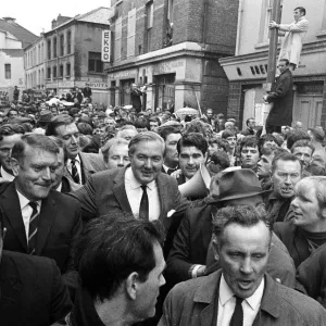 James Callaghan Aug 1969 is mobbed by a crowd as he re-entres Bogside Londondery James Callaghan Aug 1969 is mobbed by a crowd as he re-entres Bogside Londondery