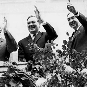James Callaghan with Harold Wilson and George Brown at the Durham Miners Gala - July 1967