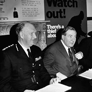 James Callaghan Home Secretary at a press conference to launch the third national