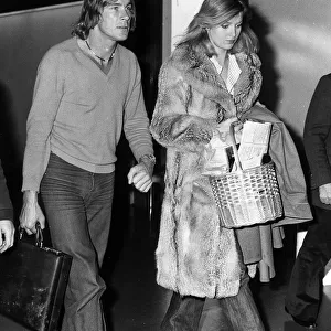 James Hunt with girlfriend Jane Birbeck at Heathrow Airport after returning from Canada