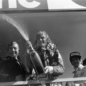 James Hunt storms to a controversial win at the British Grand Prix
