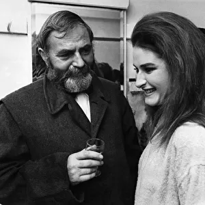 James Mason and daughter Portland at Vaudeville Theatre. November 1967 P011542