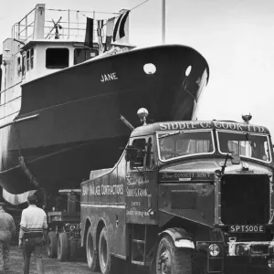 The Jane built by Tees Marine seen here at Normanby Wharf waiting to be lowered into The Jane built by Tees Marine seen here at Normanby Wharf waiting to be lowered into