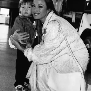 Jane Seymour actress with son Sean at heathrow Jane Seymour actress with son Sean at heathrow