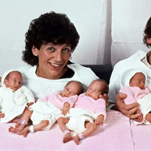 Janet and Graham Walton with their sextuplets who were born in Liverpool