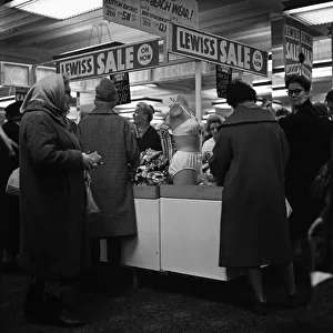 January sales at Lewiss Department store in Manchester. 2nd January 1962