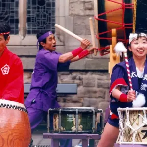 Japanese band Tajimi Mino-Yaki Daiko perform in Durham Market Place on May 22, 1997 Japanese band Tajimi Mino-Yaki Daiko perform in Durham Market Place on May 22, 1997