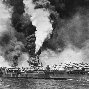 Japanese Suicide Pilots Fail Against British Pacific Fleet Carriers Print