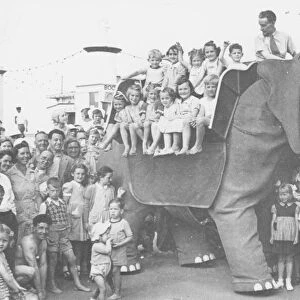Jenny 1, the mechanical elephant on Paignton seafront in July 1957