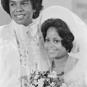 Jermaine Jackson, singer in the Jackson Five pop group, with his new bride Hazel Joy