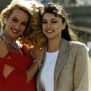 Jerry Hall Supermodel and Emma Samms Actress pose for a publicity shot for their new film