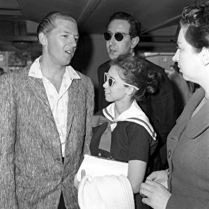 Jerry Lee Lewis Rock and Roll singer May 1958 with his 13 year old wife Myra at